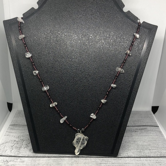 Vintage artisan handmade quartz turtle necklace boho - Picture 1 of 6